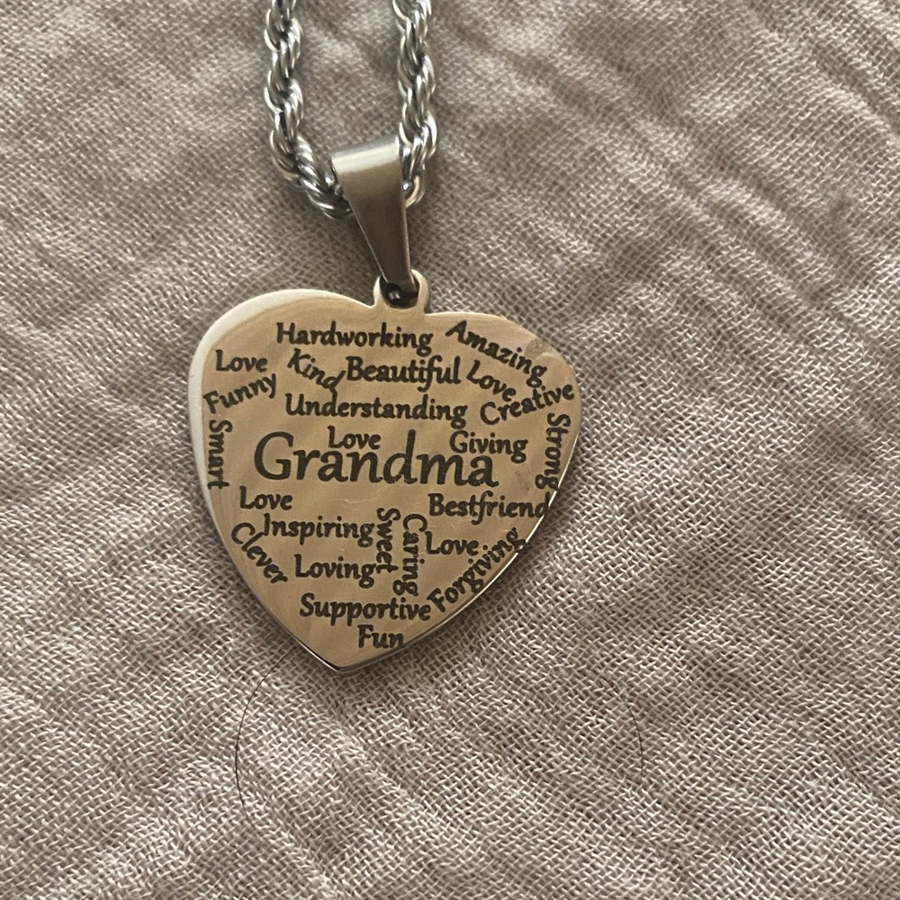Heart-Shaped Silver 'Grandma' Pendant Necklace